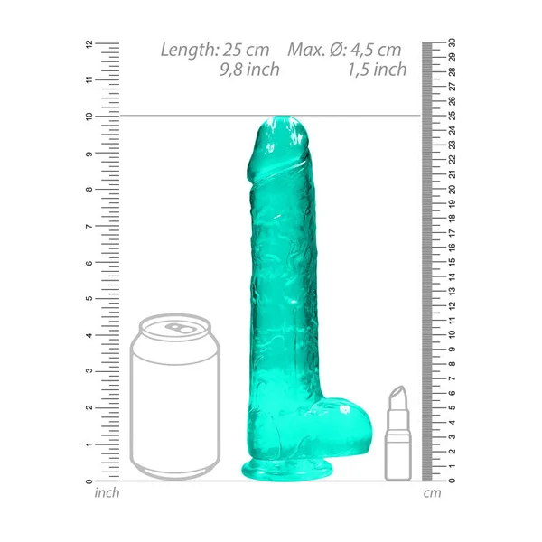 Realrock Realistic Dildo With Balls 9" / 22 Cm Turquoise Green — image 6 of 8