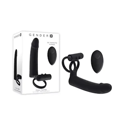 gender x full swing vibrating cock ring with double penetrator dildo