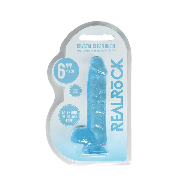 REALROCK 6'' Realistic Dildo With Balls - Blue 15.2 cm Dong — image 8 of 8