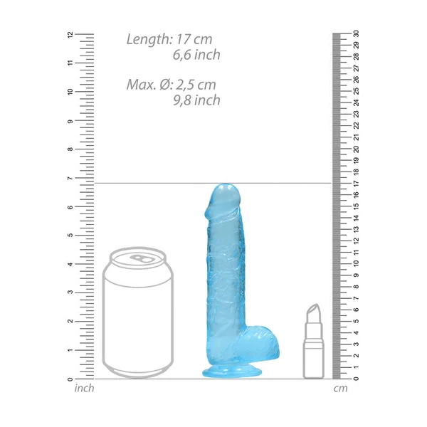 REALROCK 6'' Realistic Dildo With Balls - Blue 15.2 cm Dong — image 6 of 8