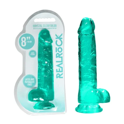 realrock 8 realistic dildo with balls turquoise 203 cm dong