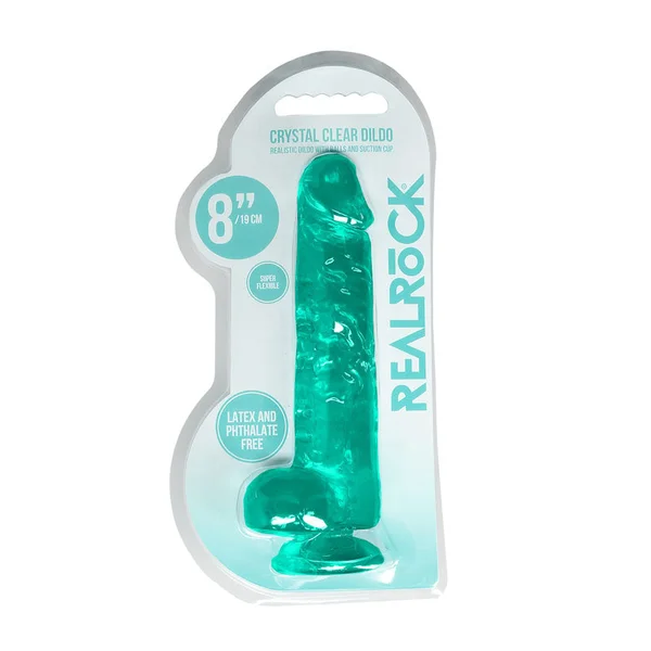 REALROCK 8'' Realistic Dildo With Balls - Turquoise 20.3 cm Dong — image 8 of 8