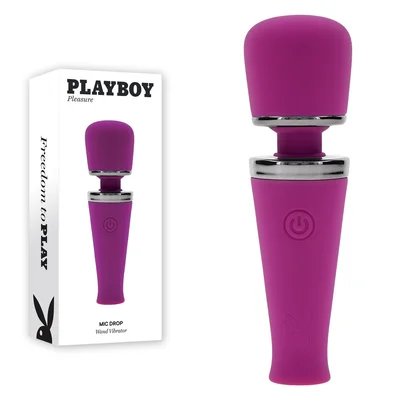 playboy pleasure mic drop purple 114 cm usb rechargeable vibrating mini massage wand