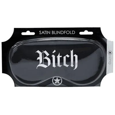 ouch satin mask bitch black printed eye mask