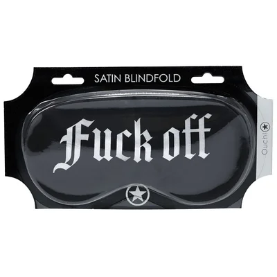 ouch satin mask fuck off black printed eye mask