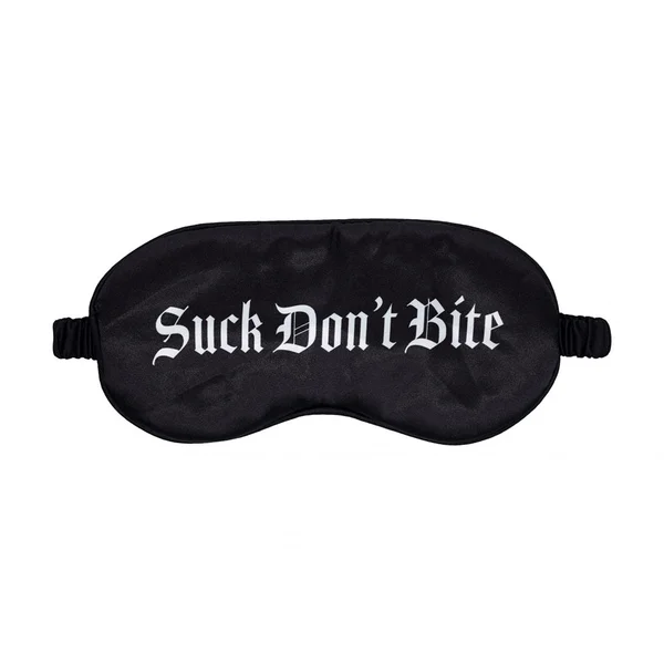 OUCH! Satin Mask - Suck Don't Bite - Black Printed Eye Mask — image 2 of 4