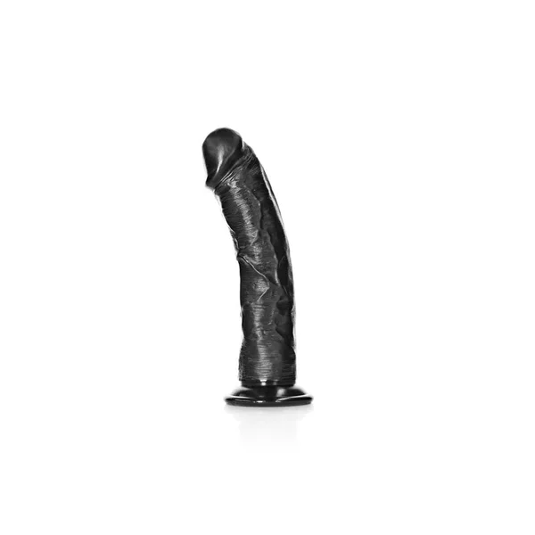 REALROCK Realistic Regular Curved Dildo with Suction Cup - 18 cm - Black 18 cm (7'') Dong — image 3 of 8