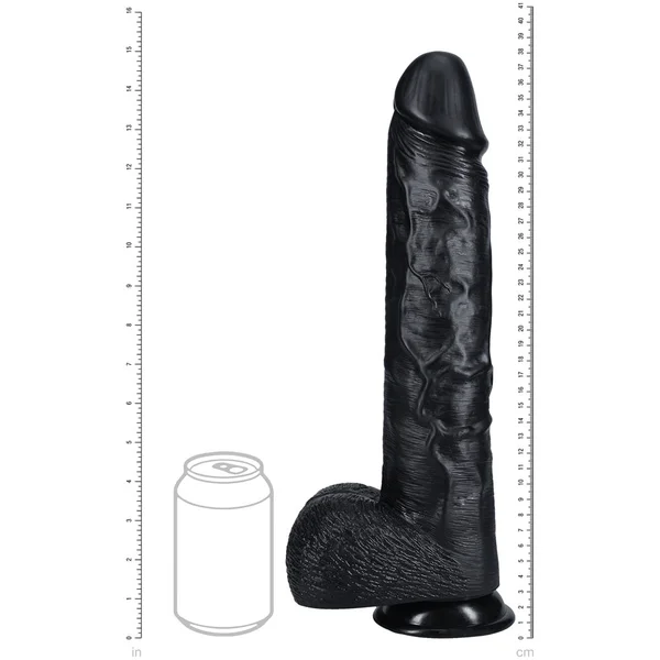 REALROCK 38cm Extra Long Dildo with Balls - Black - Black 38 cm (15'') Extra Long Dong — image 8 of 9