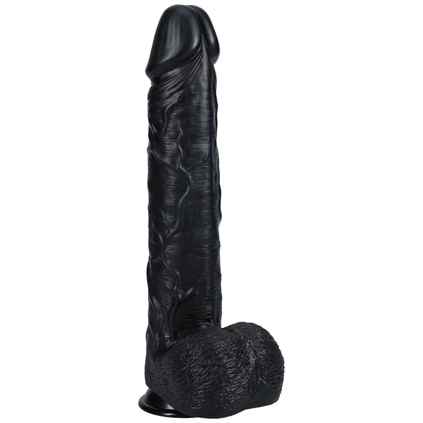 REALROCK 38cm Extra Long Dildo with Balls - Black - Black 38 cm (15'') Extra Long Dong — image 3 of 9