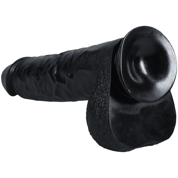 REALROCK 38cm Extra Long Dildo with Balls - Black - Black 38 cm (15'') Extra Long Dong — image 7 of 9