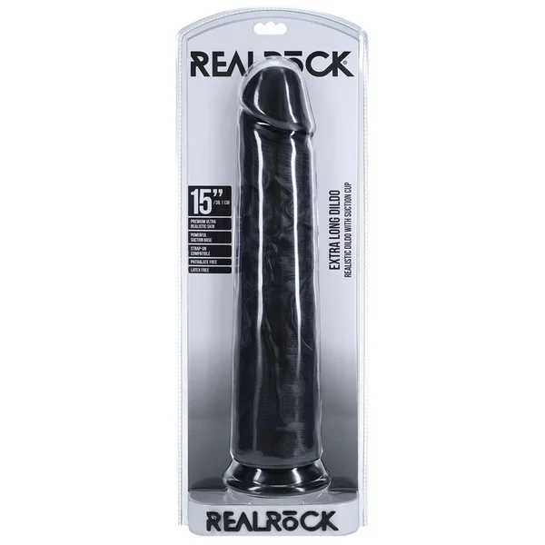 REALROCK 38cm Extra Long Dildo - Black - Black 38 cm (15'') Extra Long Dong — image 7 of 7