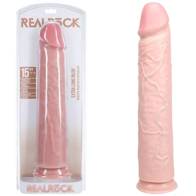 realrock 38cm extra long dildo flesh flesh 38 cm 15 extra long dong