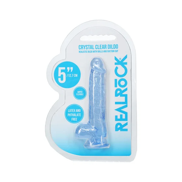 REALROCK 5'' Crystal Clear Dildo with Balls - Blue - Clear Blue 14.7 cm Dong — image 6 of 6