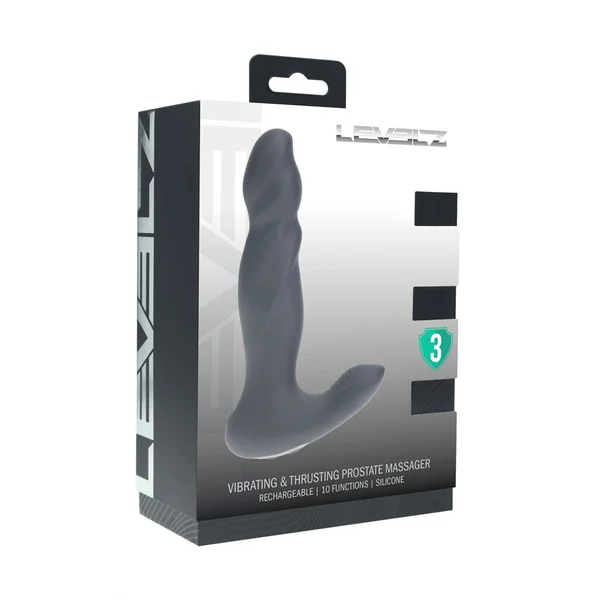 LEVELZ Vibrating & Thrusting Silicone Prostate Massager - Black 14.7 cm USB Rechargeable Thrusting Prostate Massager — image 7 of 7