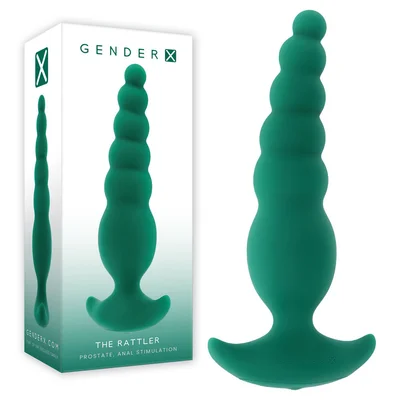 gender x the rattler green 17 cm usb rechargeable vibrating and twirling anal plug