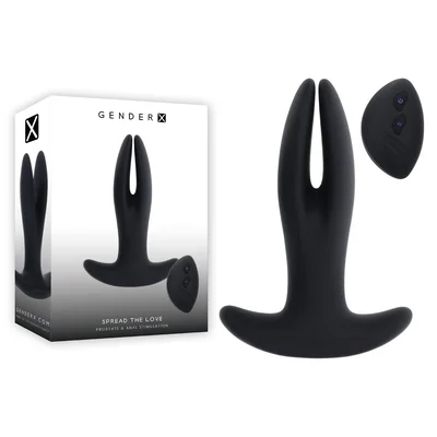 gender x spread the love black usb rechargeable stretching anal plug with wireless remote