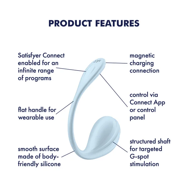 Satisfyer Smooth Petal - Light Blue - Light Blue USB Rechargeable Wearable Stimulator with App Control — image 3 of 8