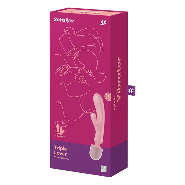 Satisfyer Triple Lover - Pink USB Rechargeable Rabbit Vibrator and Massage Wand — image 8 of 8