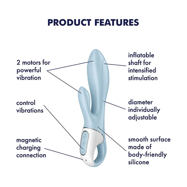 Satisfyer Air Pump Bunny 1 - Blue USB Rechargeable Inflatable Rabbit Vibrator — image 3 of 8