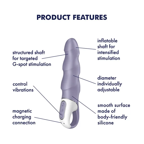Satisfyer Air Pump Vibrator 1 - Lilac USB Rechargeable Inflatable Vibrator — image 3 of 8