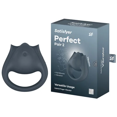 satisfyer perfect pair 2 grey usb rechargeable vibrating couples ring