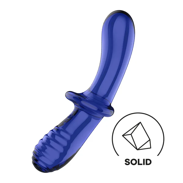 Satisfyer Double Crystal - Blue - Blue Glass Double Ended Dildo — image 2 of 7