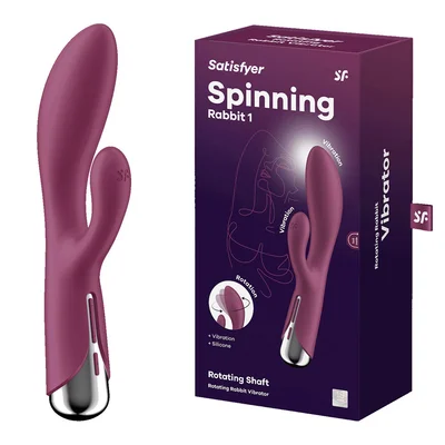 satisfyer spinning rabbit 1 red red 20 cm usb rechargeable rotating rabbit vibrator