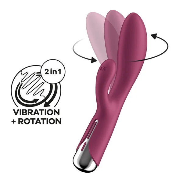 Satisfyer Spinning Rabbit 1 - Red - Red 20 cm USB Rechargeable Rotating Rabbit Vibrator — image 2 of 9