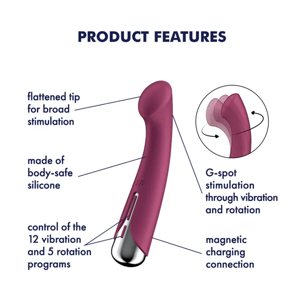 Satisfyer Spinning G-Spot 1 - Red - Red 16.5 cm USB Rechargeable Rotating Vibrator — image 3 of 9
