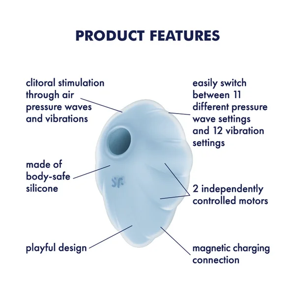 Satisfyer Cloud Dancer - Blue - Blue USB Rechargeable Vibrating Air Pulse Stimulator — image 2 of 7