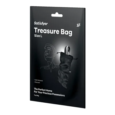 satisfyer treasure bag large black black large toy storage bag