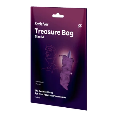 satisfyer treasure bag medium violet violet medium toy storage bag