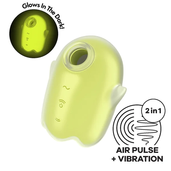 Satisfyer Glowing Ghost - Yellow - Glow in Dark Yellow USB Rechargeable Air Pulse Stimulator — image 2 of 8