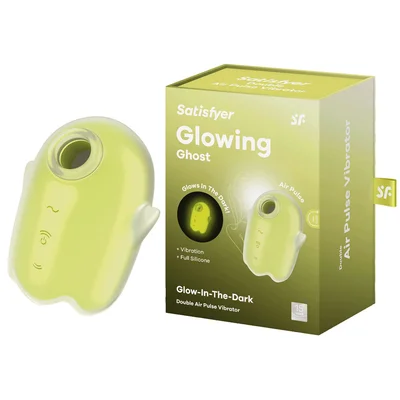 satisfyer glowing ghost yellow glow in dark yellow usb rechargeable air pulse stimulator