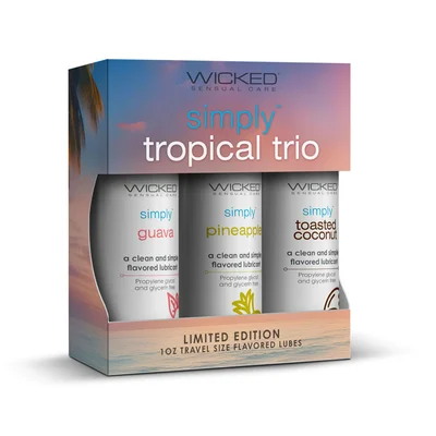 wicked simply tropical trio flavoured water based lubricants set of 3 x 30 ml bottles