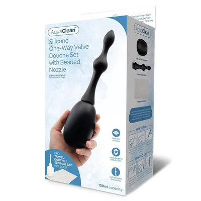 aquaclean silicone 1 way valve douche set with beaded nozzle 150 ml capacity with free travel douche included