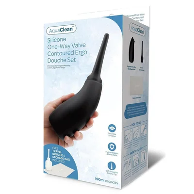 aquaclean silicone 1 way valve contoured ergo douche set 190 ml capacity with free travel douche included
