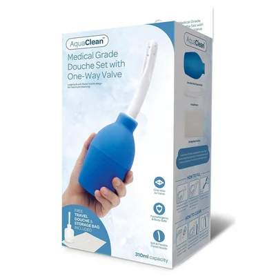 aquaclean medical grade douche set with 1 way valve 310 ml capacity with free travel douche included