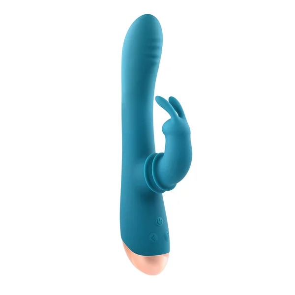 Adam & Eve SHIMMY & SHAKE VELVET RABBIT - Blue 22.4 cm USB Rechargeable Rabbit Vibrator — image 8 of 9