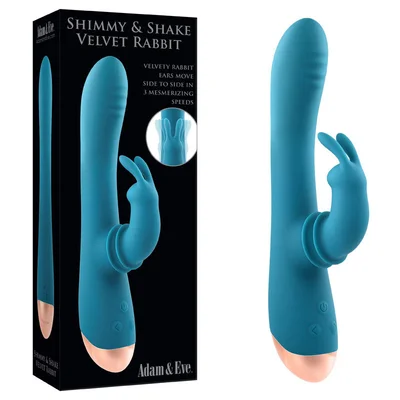adam eve shimmy shake velvet rabbit blue 224 cm usb rechargeable rabbit vibrator