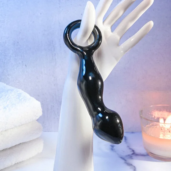 Adam & Eve ADAMS GLASS PROSTATE MASSAGER - Black Glass 16.6 cm Prostate Massager — image 4 of 9