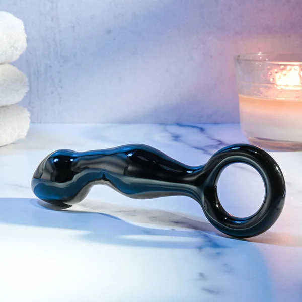 Adam & Eve ADAMS GLASS PROSTATE MASSAGER - Black Glass 16.6 cm Prostate Massager — image 3 of 9