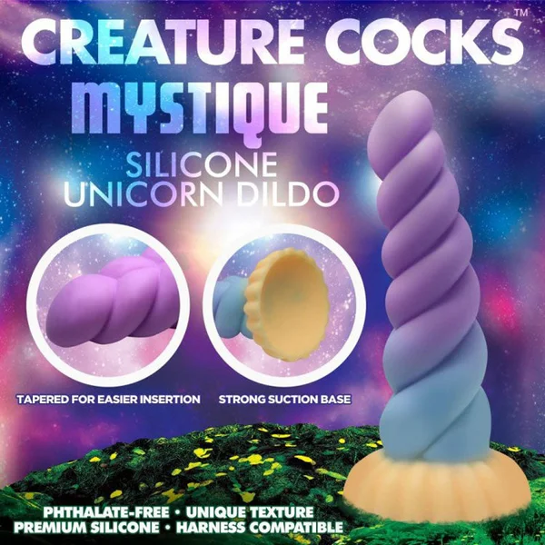 Creature Cocks Mystique Silicone Unicorn Dildo - Coloured 21 cm Fantasy Dildo — image 3 of 9