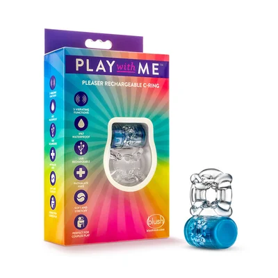 play with me pleaser rechargeable c ring blue blue rechargeable cock ring