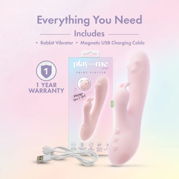 Play With Me - Fairy Flutter - Pink 19.7 cm USB Rechargeable Rabbit Vibrator — image 7 of 9