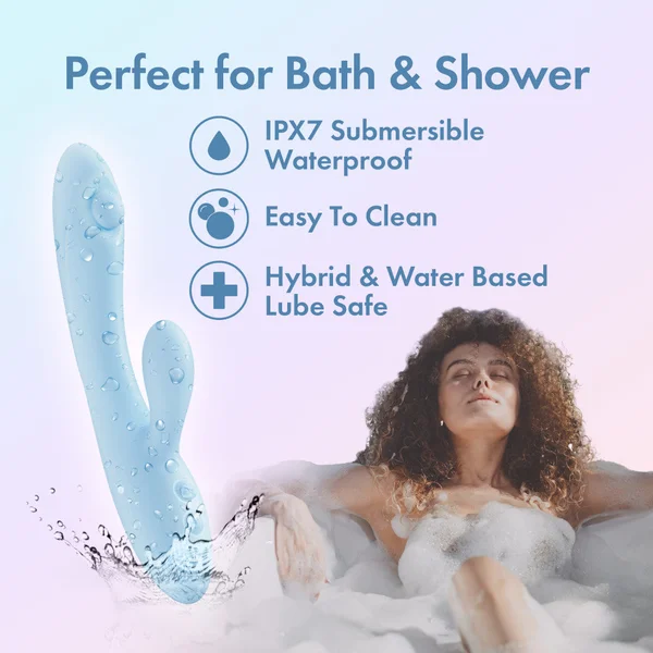 Play With Me - Moondust Magic - Blue 20.3 cm USB Rechargeable Rabbit Vibrator — image 5 of 9