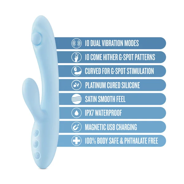 Play With Me - Moondust Magic - Blue 20.3 cm USB Rechargeable Rabbit Vibrator — image 9 of 9