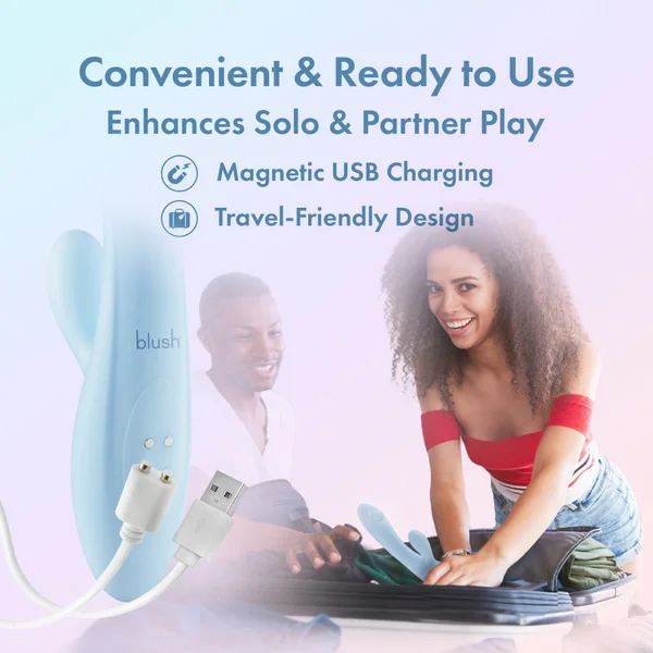 Play With Me - Moondust Magic - Blue 20.3 cm USB Rechargeable Rabbit Vibrator — image 6 of 9