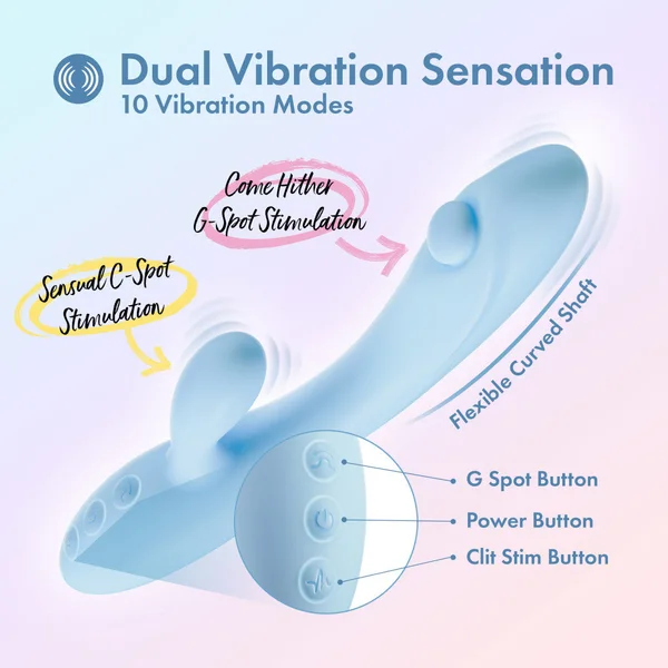 Play With Me - Moondust Magic - Blue 20.3 cm USB Rechargeable Rabbit Vibrator — image 2 of 9