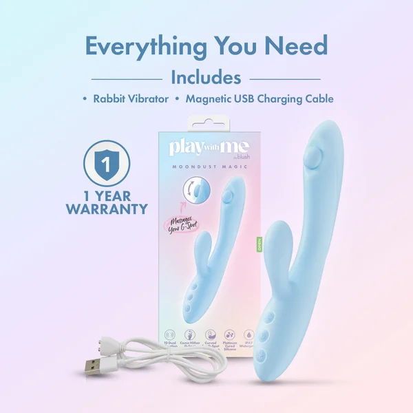 Play With Me - Moondust Magic - Blue 20.3 cm USB Rechargeable Rabbit Vibrator — image 7 of 9
